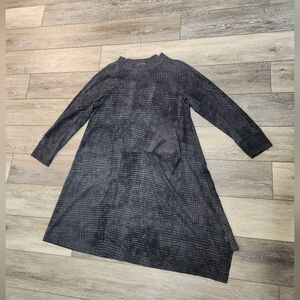 Oska Graphite Grey Asymmetrical Patterned Lagenlook Dress Size 0 Or 6
